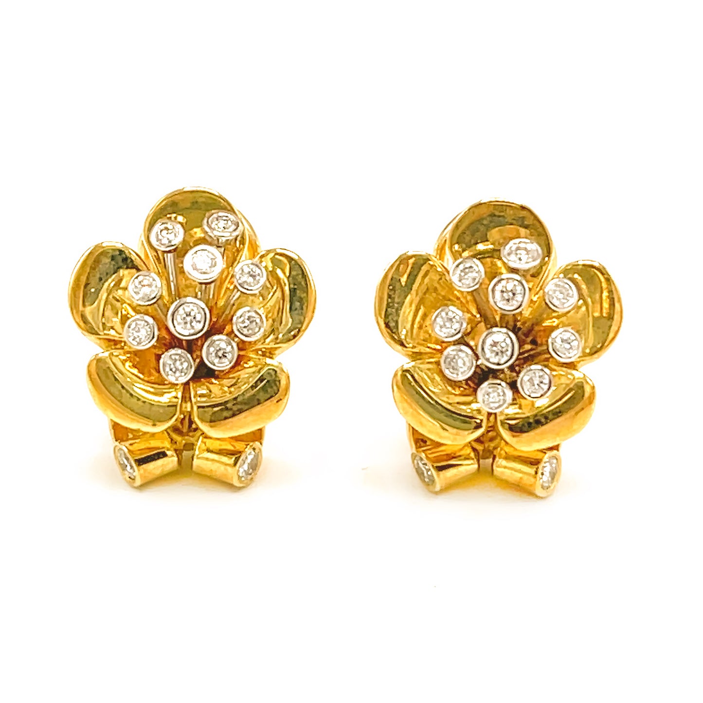 Handmade Diamond Flower Earrings