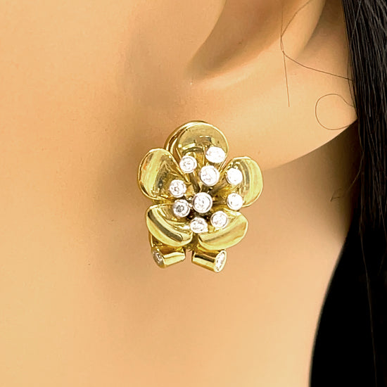 Handmade Diamond Flower Earrings