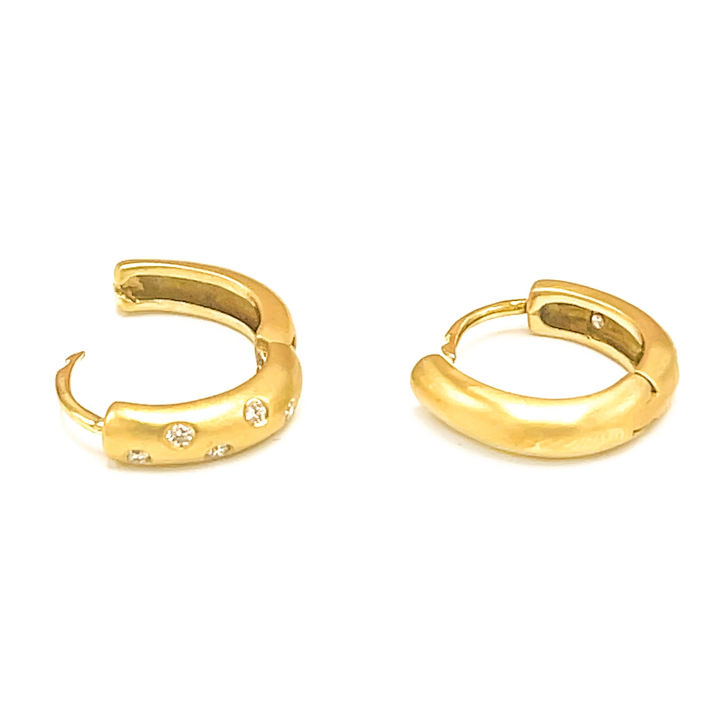 Classic Solid Gold Diamond Hoop Earrings