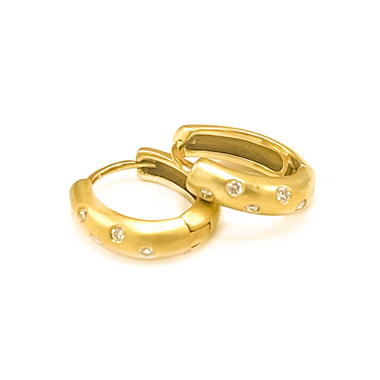 Load image into Gallery viewer, Classic Solid Gold Diamond Hoop Earrings
