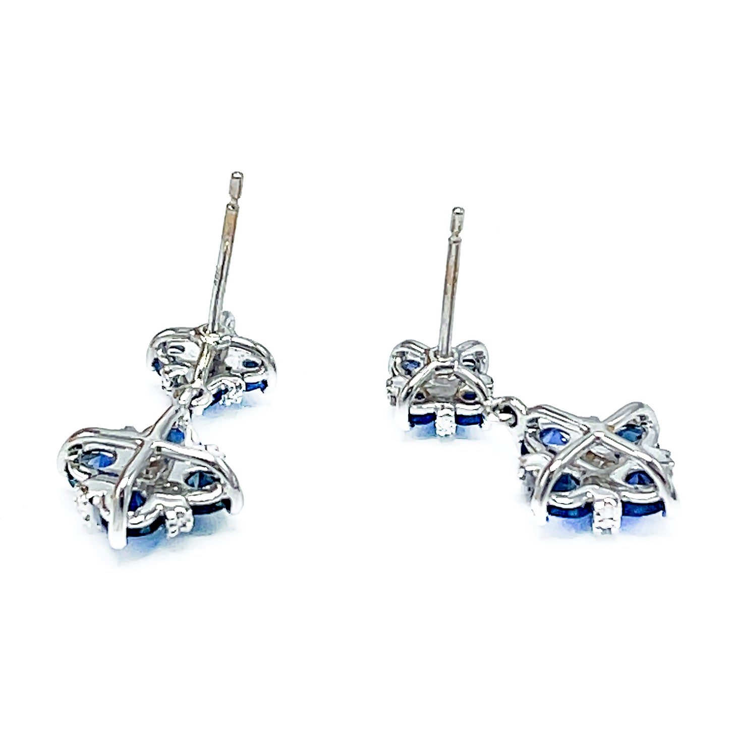 Rich Sapphire and Diamond Dangle Drop Earrings