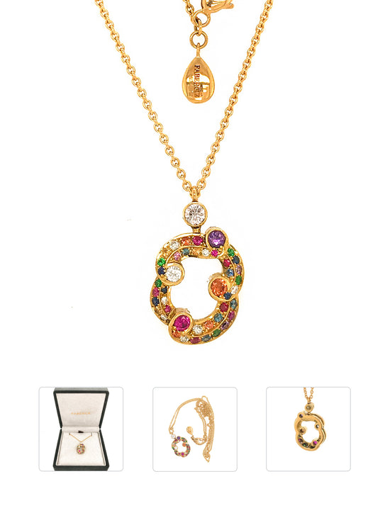 Fabergé Diamond & Sapphire Pendant Necklace