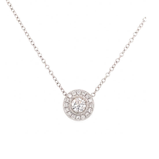 Load image into Gallery viewer, 18K White Gold Round 0.47 carat Diamond Pendant Necklace
