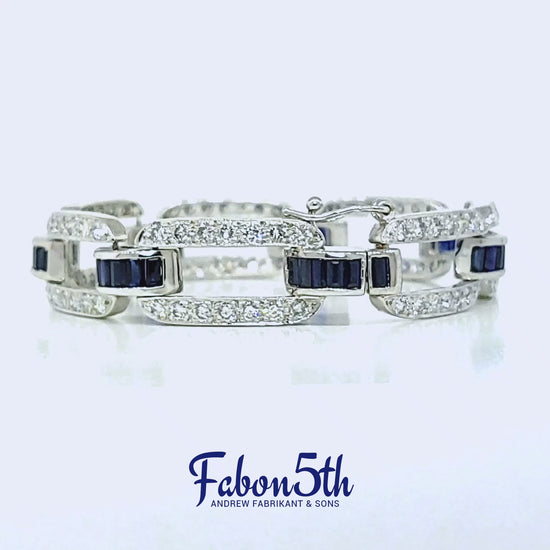 Load and play video in Gallery viewer, Diamond, Sapphire &amp;amp; Platinum Link Bracelet
