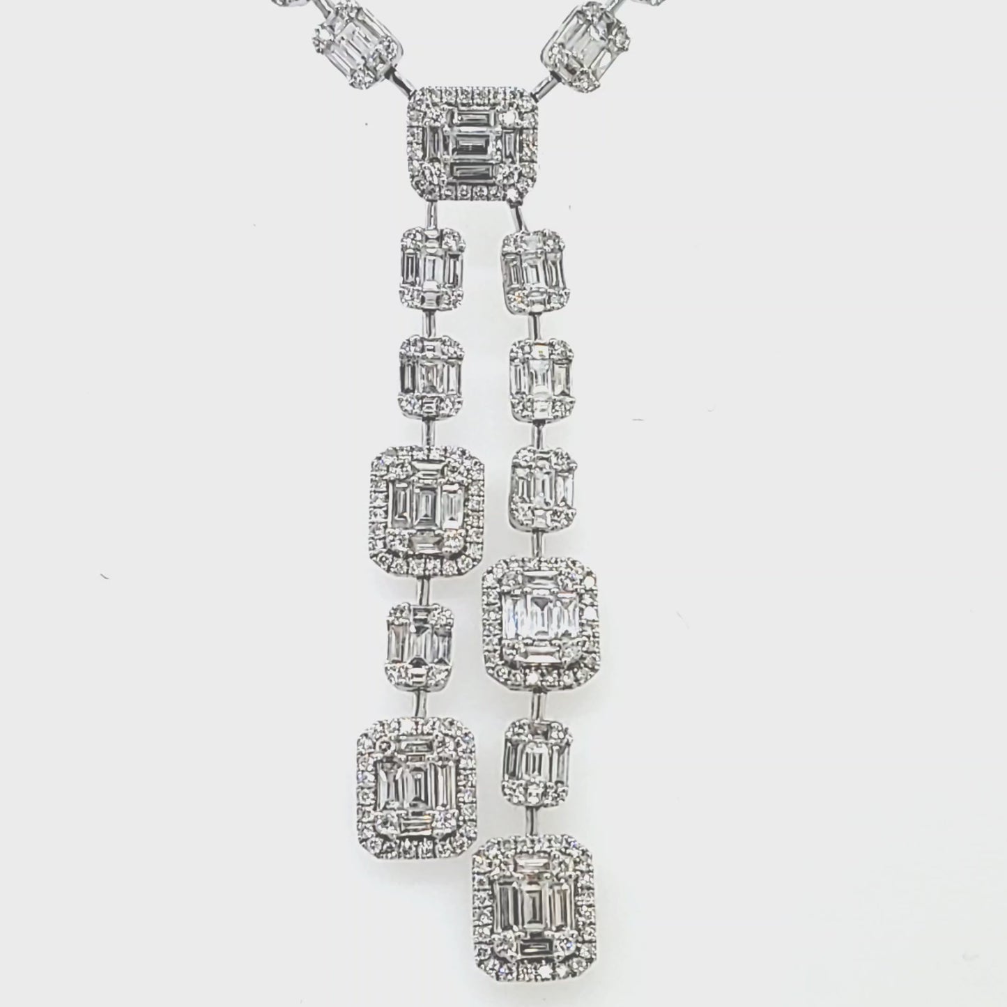 Load and play video in Gallery viewer, Baguette and Round Diamond Lariat Necklace

