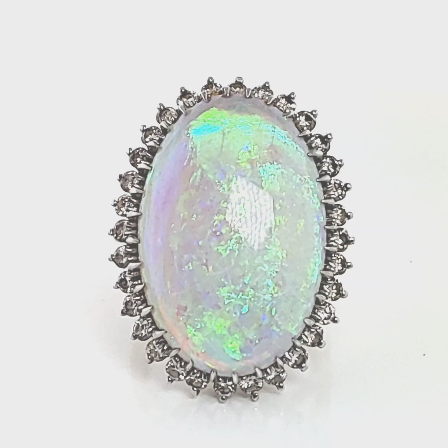 Opal & Diamond Cocktail Ring in 14k Gold