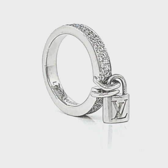 Louis Vuitton Lockit Ring in 18k White Gold 0.40 CTW For Sale at
