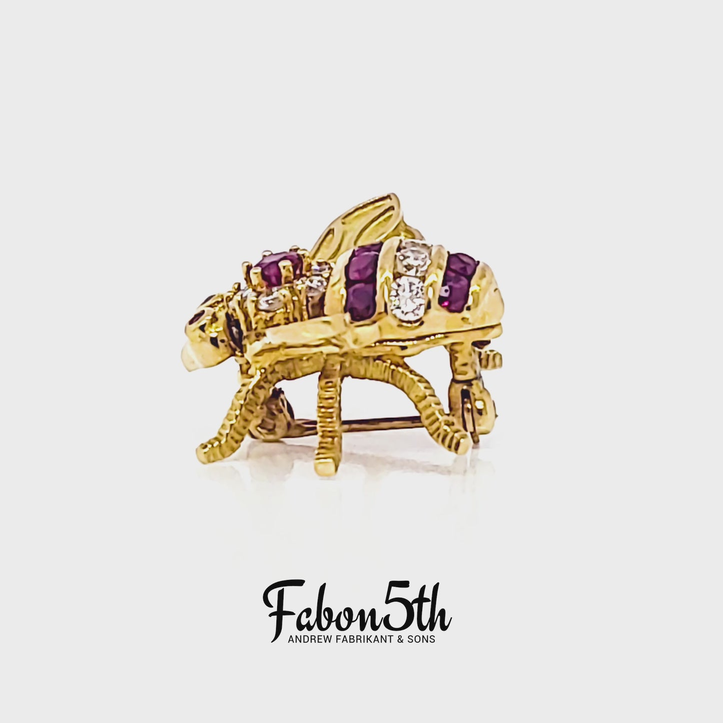 Load and play video in Gallery viewer, Honey Bee Pin with Rubies and Diamonds

