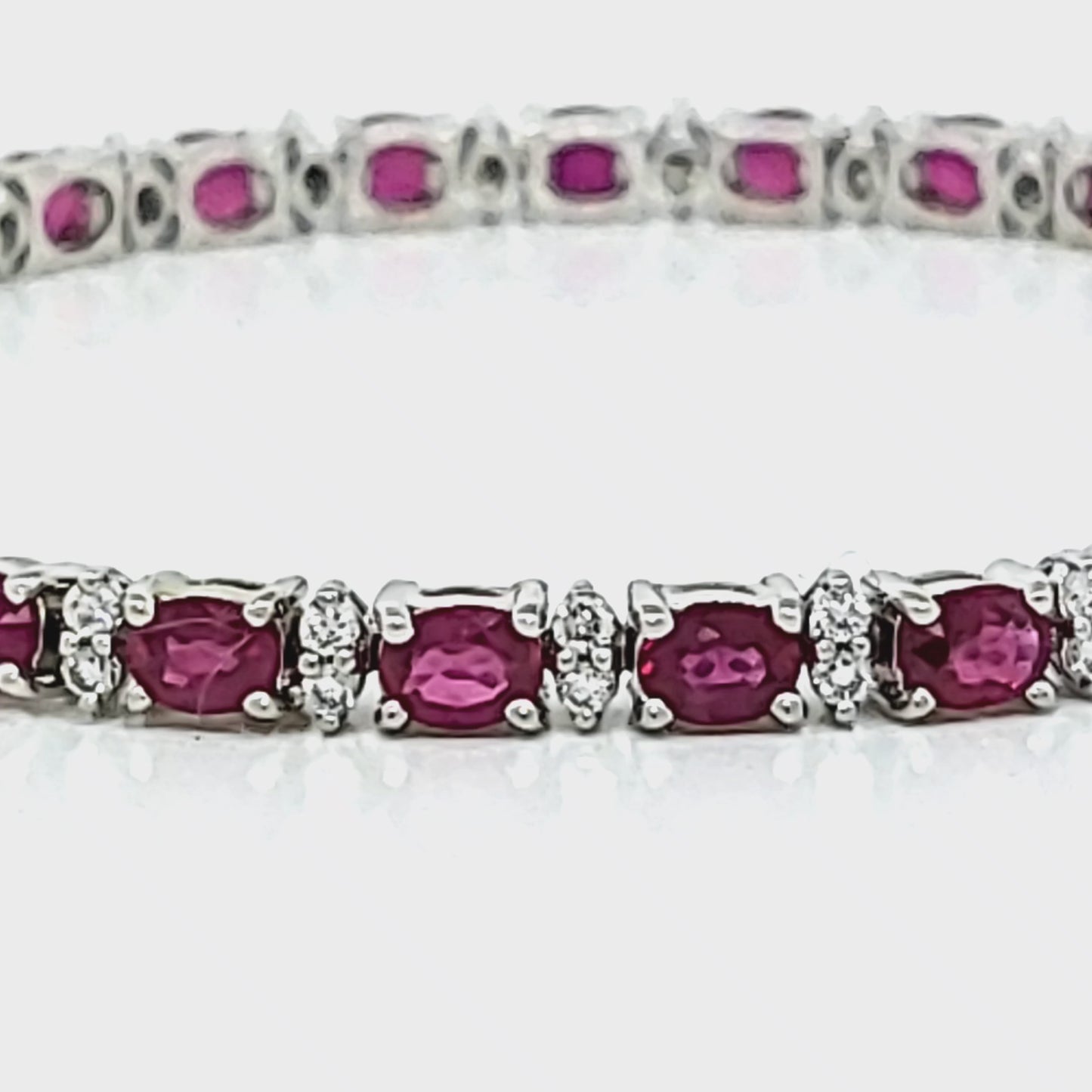 Load and play video in Gallery viewer, Ruby &amp;amp; Diamond Tennis Bracelet in 14k. Gold
