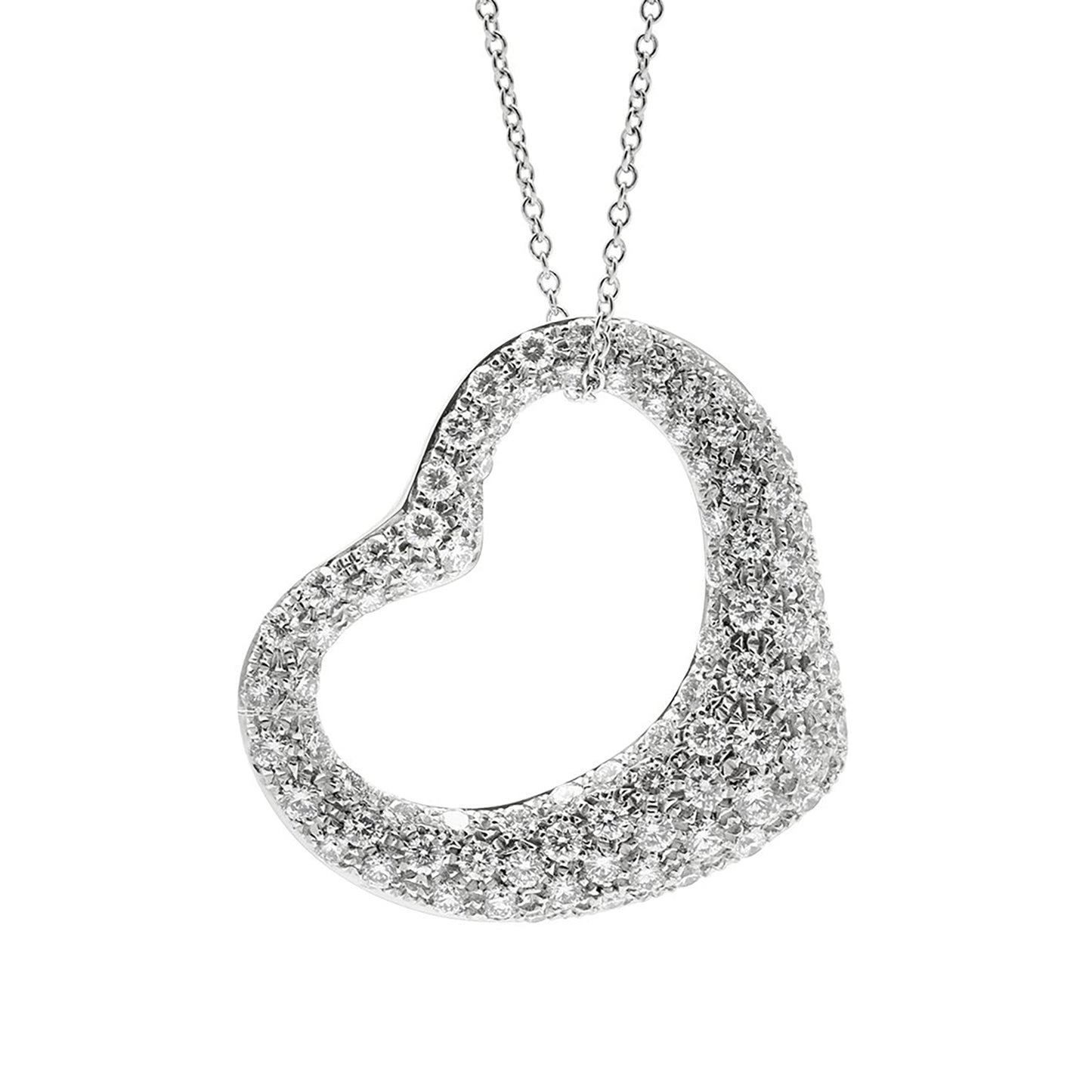 Elsa Peretti® Open Heart pendant in 18k gold with diamonds.| Tiffany & Co.