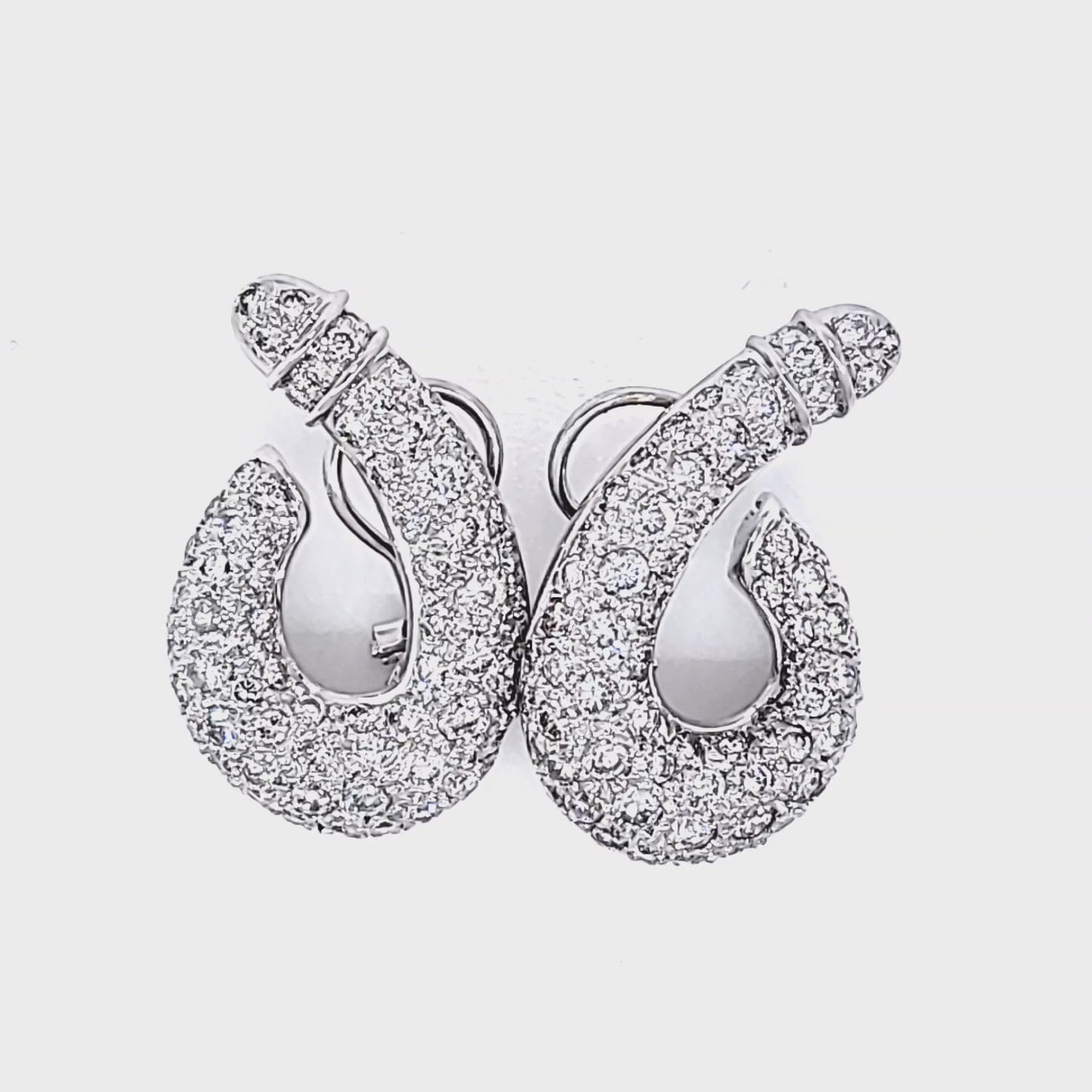 Load and play video in Gallery viewer, J-Shaped Pave Diamond Earrings
