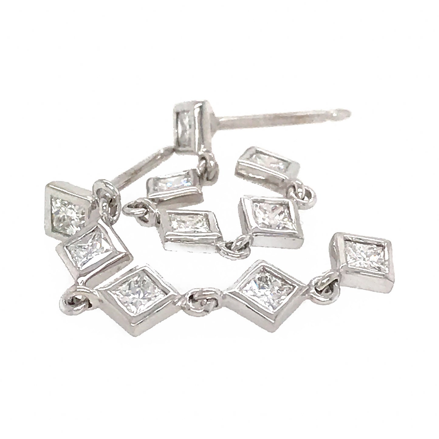 Fab Drops 14k White Gold Princess Cut Diamond Drop Earrings