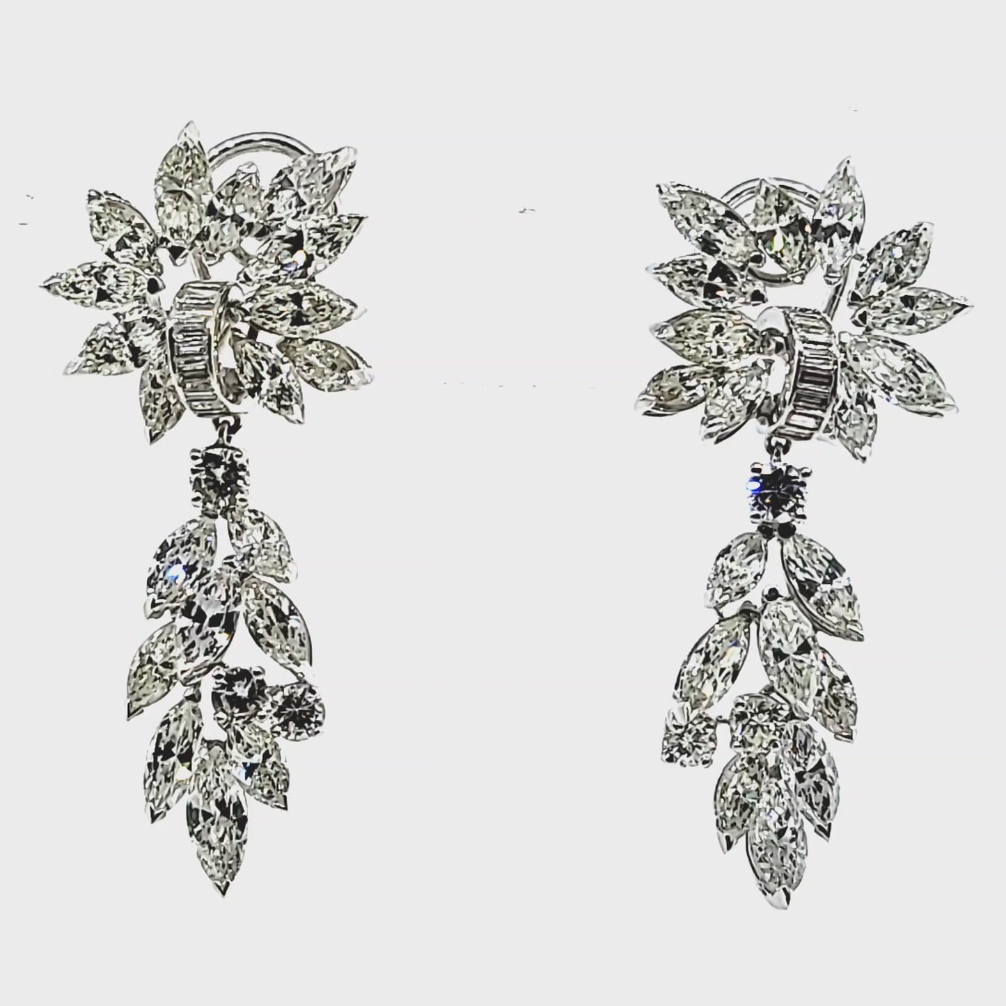 Load and play video in Gallery viewer, Marquise and Round Cut Diamond Drop Earrings
