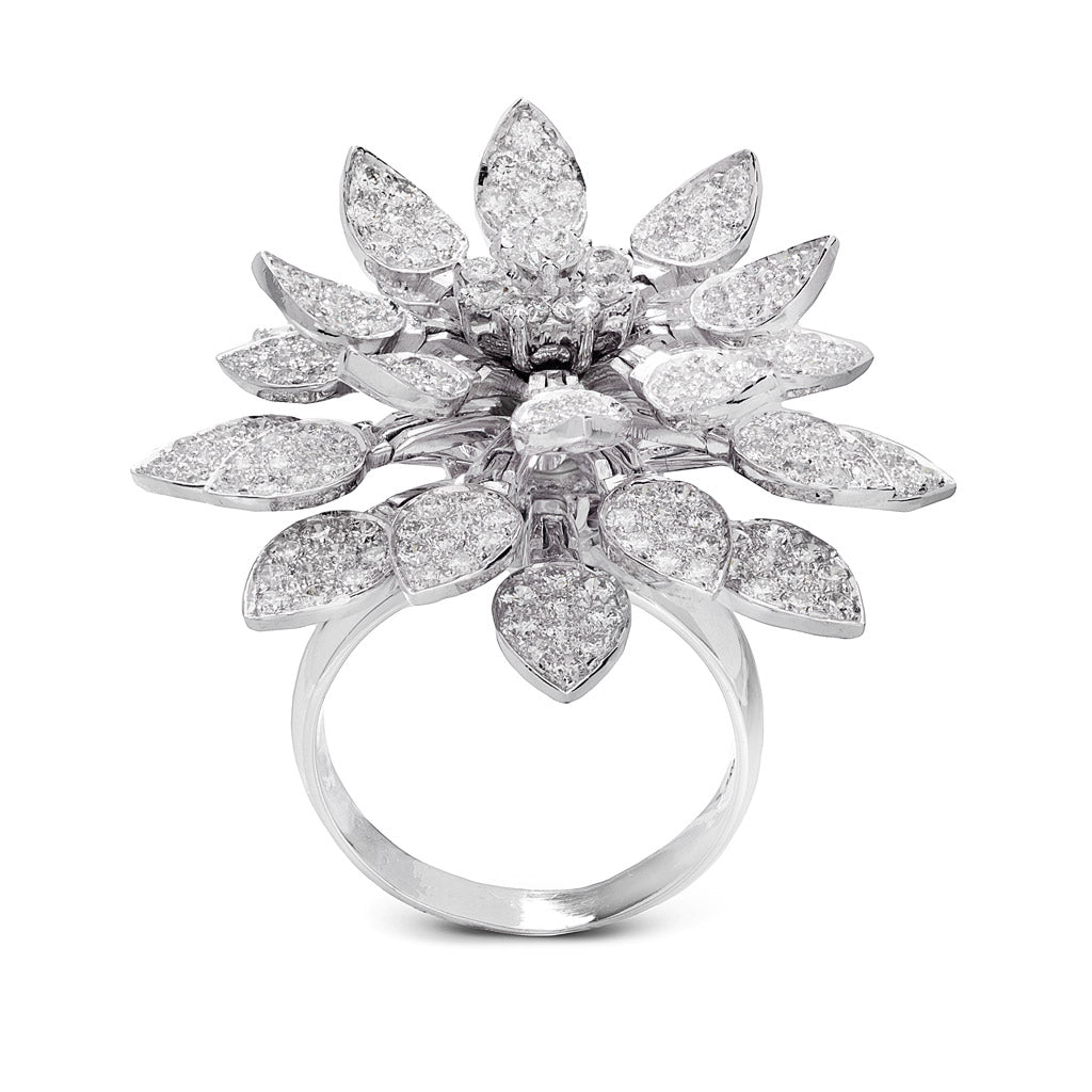 Beautiful Articulating Lotus Flower Diamond Ring