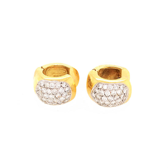 18k Yellow Gold Pave-Set Diamond Huggies Earrings