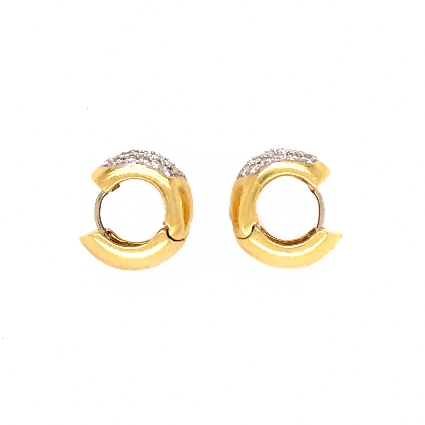18k Yellow Gold Pave-Set Diamond Huggies Earrings