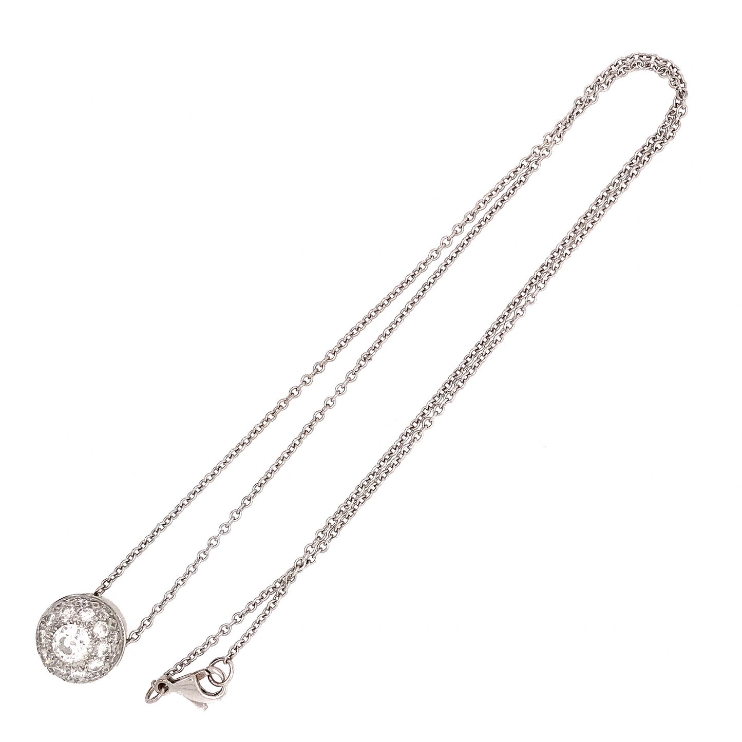 Vintage 14k White Gold Diamond Cluster Pendant Necklace