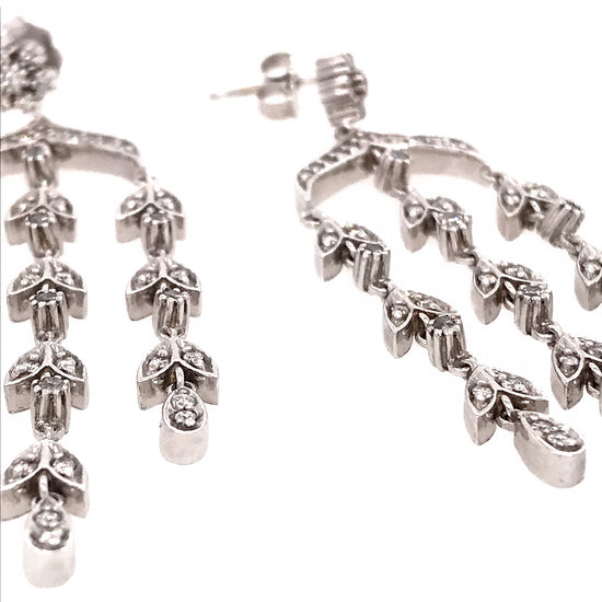 Load image into Gallery viewer, Chandelier Diamond Earrings 14k White Gold
