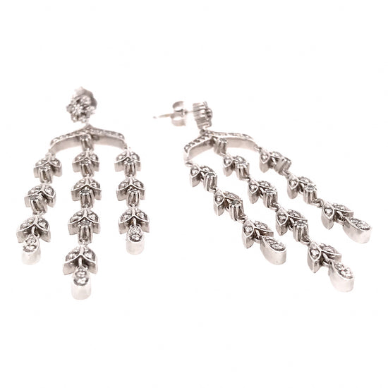 Load image into Gallery viewer, Chandelier Diamond Earrings 14k White Gold
